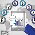 Smartphone displaying virtual exchange financial currency, representing the convenience and efficiency of currency exchange apps for modern travelers.